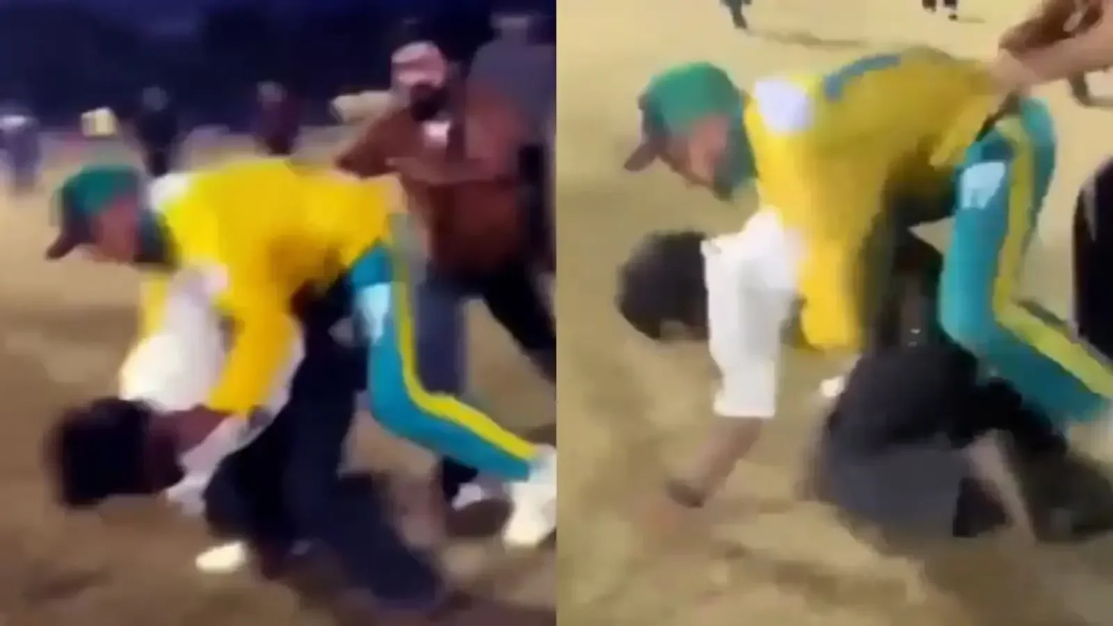श्रीनगर के बख्शी स्टेडियम में दर्शक के साथ जहांगीर लोन की कथित झड़प के वायरल वीडियो का एक दृश्य