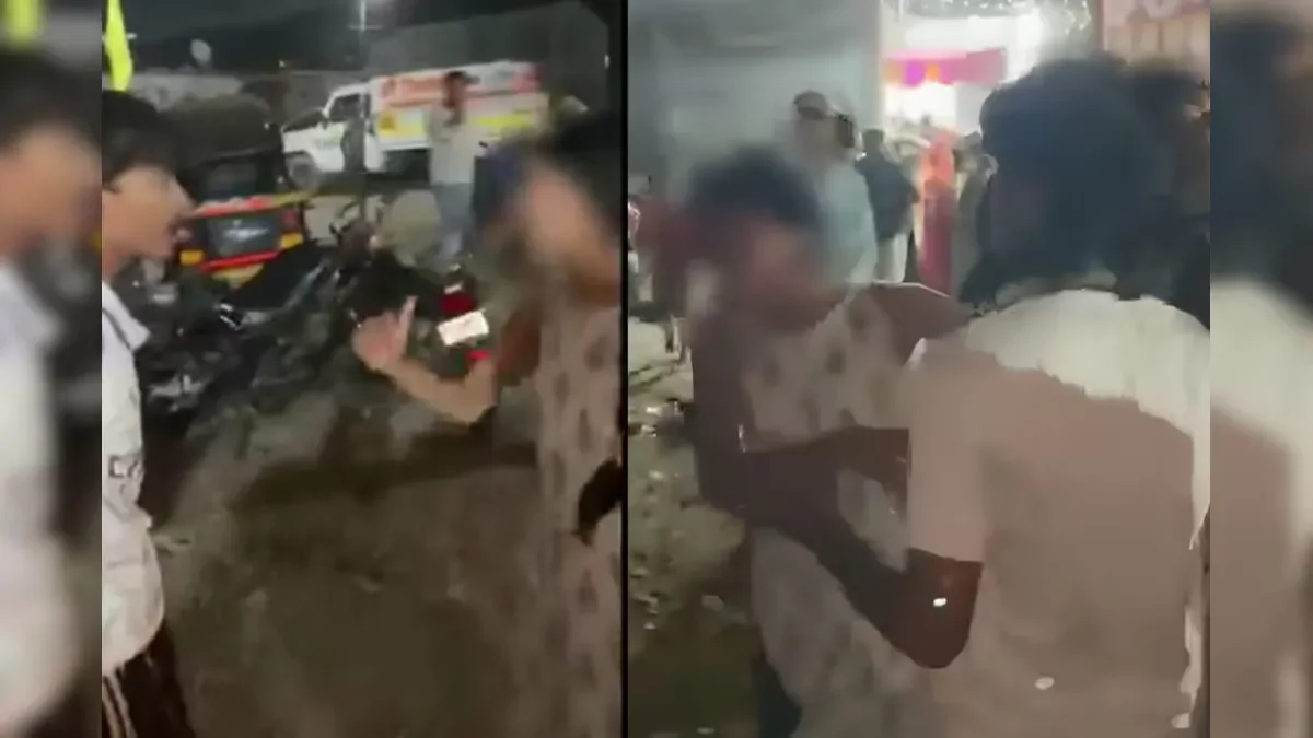 नालासोपारा में गरबा कार्यक्रम के दौरान कथित मारपीट के वायरल वीडियो का एक दृश्य