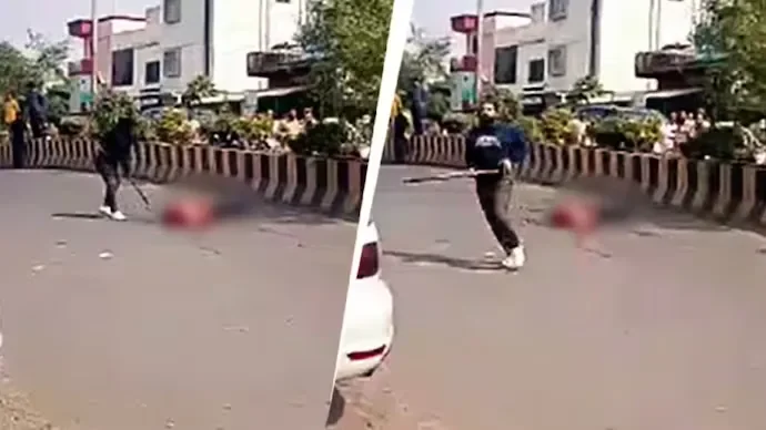 छत्रपति संभाजीनगर में देवेश दीक्षित पर दिनदहाड़े हमले का CCTV दृश्य